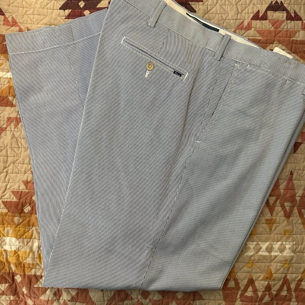 Polo Chino Navy Micro Stripe Slim Fit Trouser